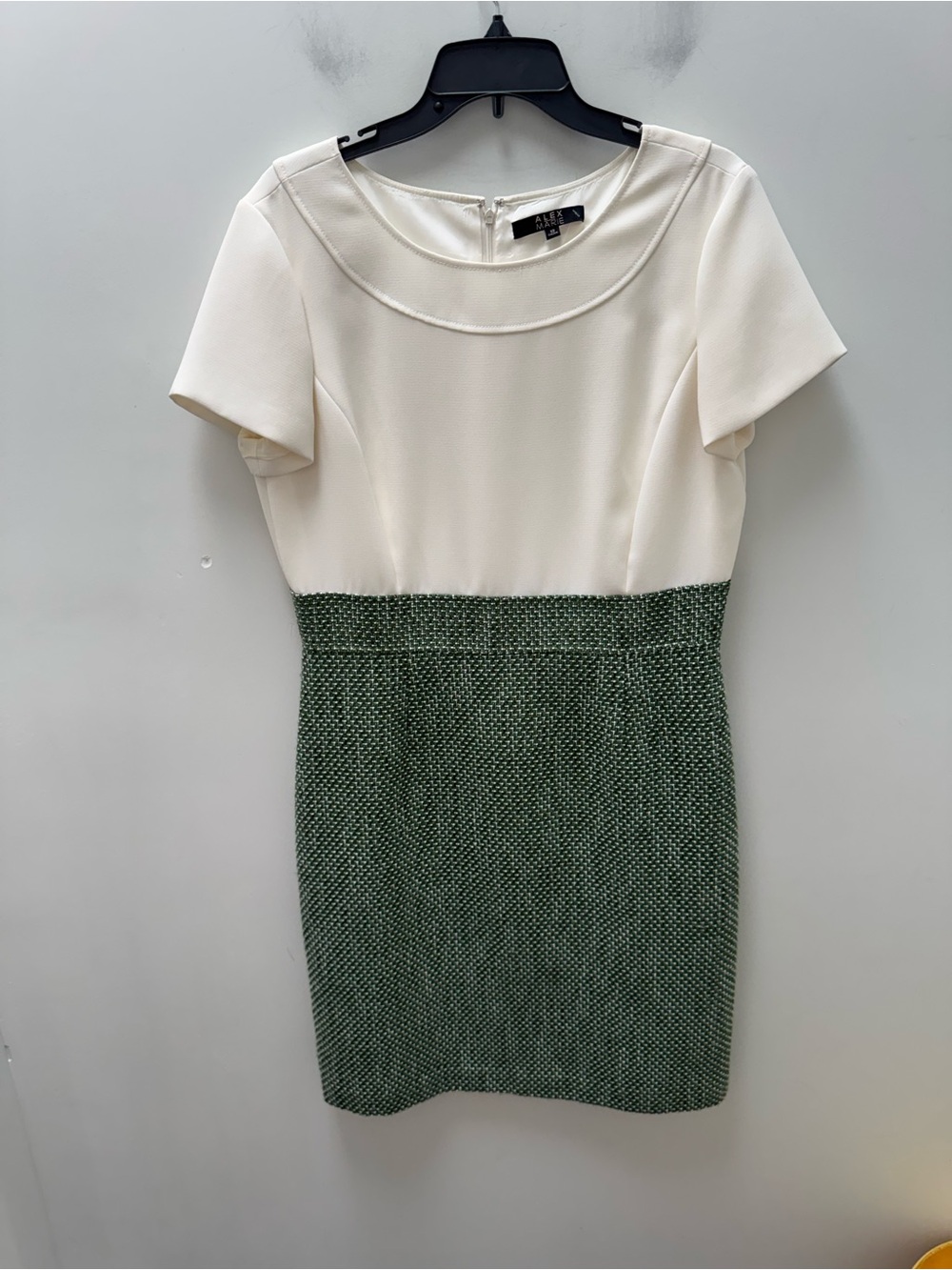Alex Marie Cream and Green Two-Tone Midi Dress